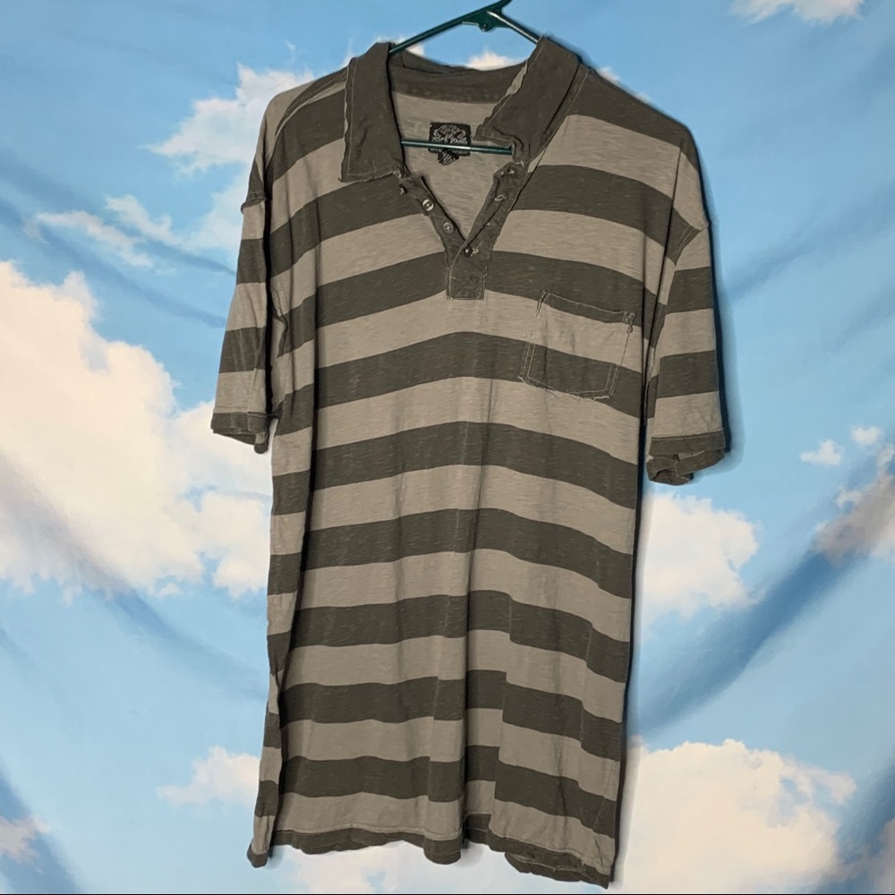 Klovis- Gray Striped Polo Shirt X-Large